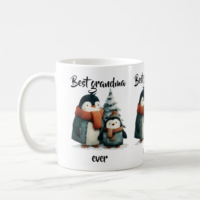 Mug Best Grandma Ever Winter Penguins (Gauche)