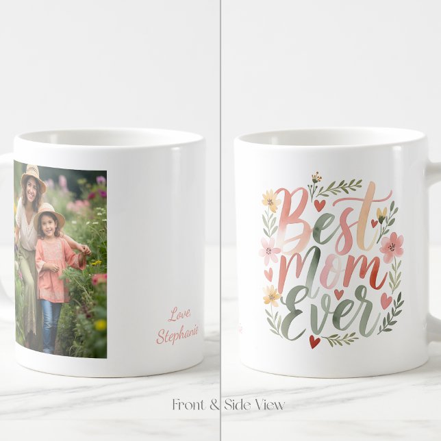 Mug Best Mom Ever Boho Custom Photo and Name (Créateur téléchargé)