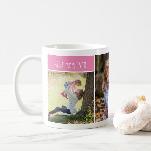 Mug Best Mom, Trois photos collées, Customisé (Avec donut)