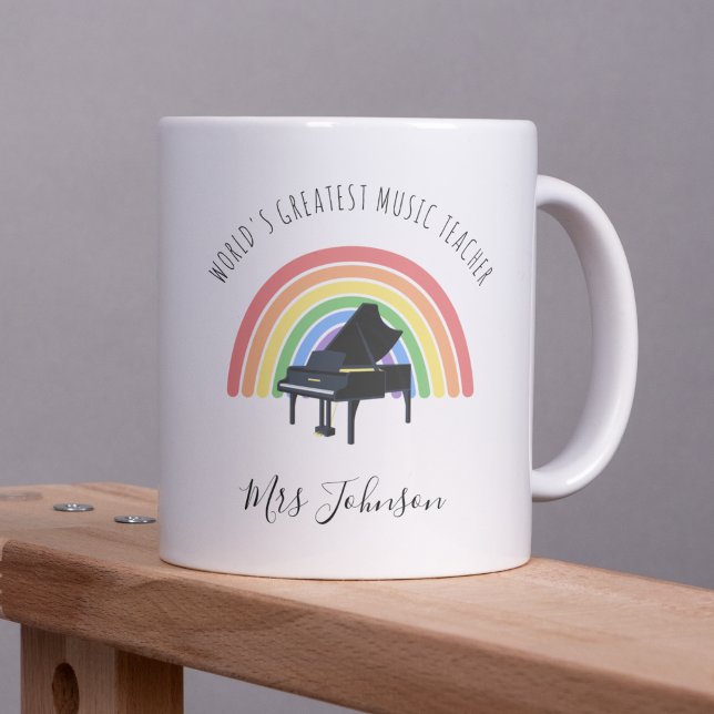 Mug Best Music Teacher Rainbow Custom Thank you Gift (Créateur téléchargé)