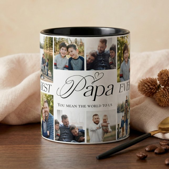 Mug Best Papa Ever Personalized Photo Collage keepsake (Best Papa Ever Personalized Photo Collage keepsake Mug)