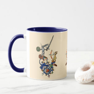 Mug BESTIAIRE MÉDIÉVAL, Lapins meurtriers avec épée