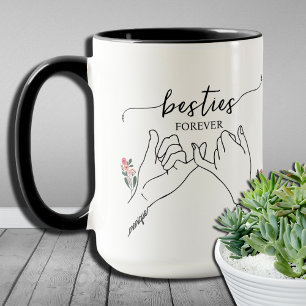 Mug Besties Forever Pinky Promise Fleur Cadeau Personn