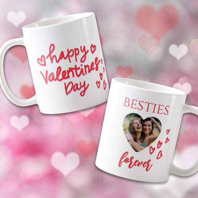 Mug Besties Heureuses Saintes-Valentin pour toujours P (Bestie Forever Heart Photo Valentine Mug)