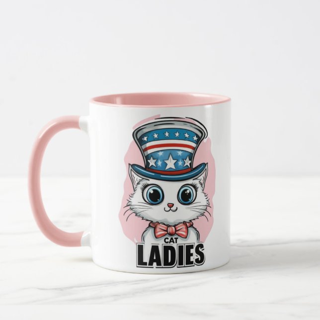 Mug Bestseller dame de chat Kamala portant l'oncle Sam (Gauche)