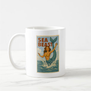 Mug Bête marine Mermaid rétro   Vie fun drôle de la pl