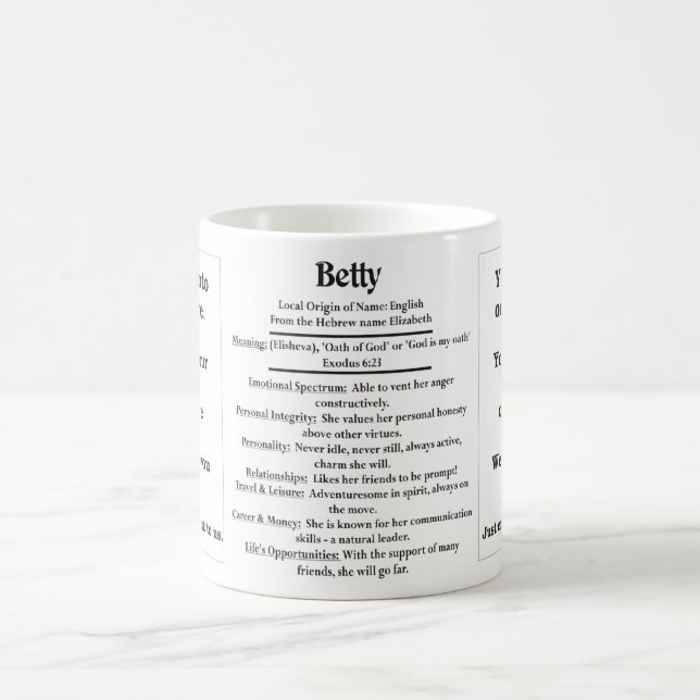 Mug Betty, l'origine et la signification et votre (Centre)
