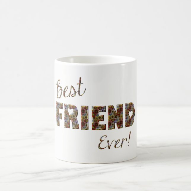 Mug BFF Meilleur Ami Jamais Élégante Typographie Flora (Centre)
