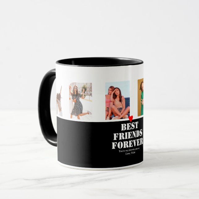 Mug BFF Photo Collage Citation personnalisée Meilleur  (Devant gauche)