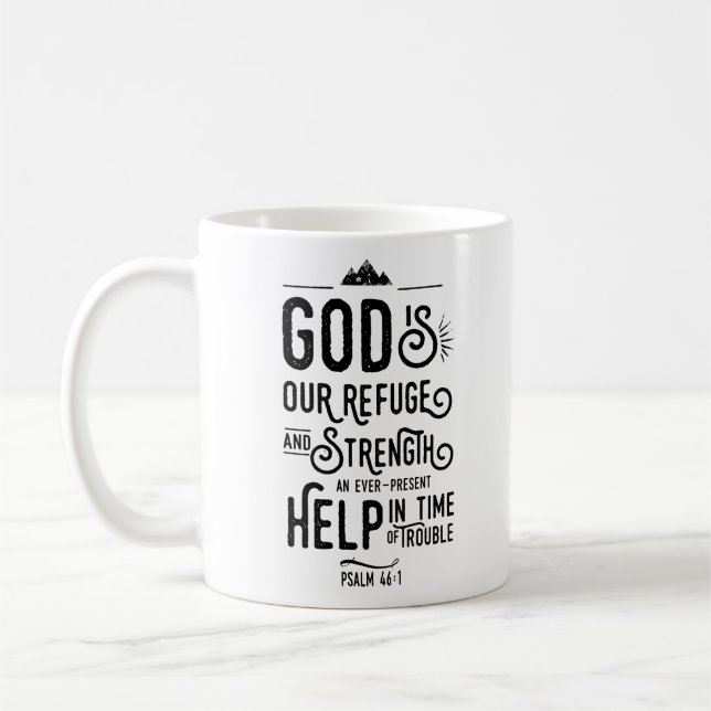 Mug Bible chrétienne Verse Psaume 46:1 Dieu est notre  (Gauche)