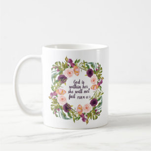 Mug Bible Verse Chrétien Floral Rose Violet