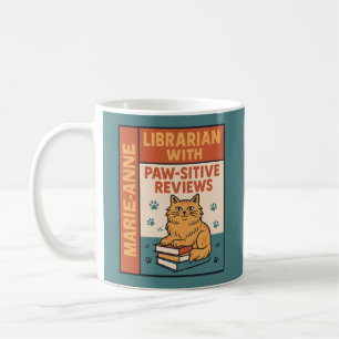 Mug Bibliothécaire avec des critiques positives Chat e