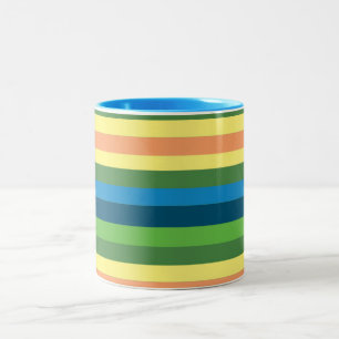 Mug bicolore aux lignes printanières colorées