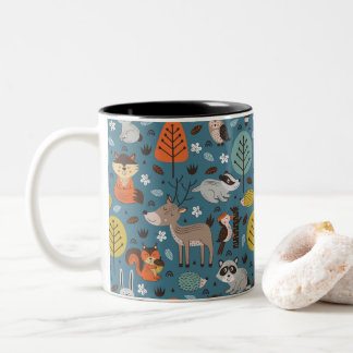 Mug bicolore d'animaux forestiers