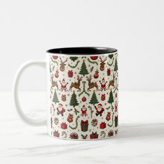Mug bicolore de Noël Vintage