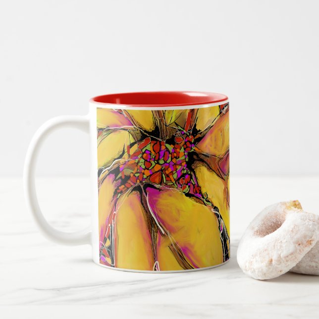Mug bicolore "Tournesol magique" 11oz (Avec donut)