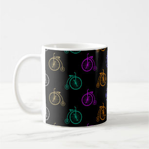 Mug Bicyclette rétro colorée - Motif sur noir