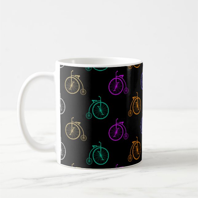 Mug Bicyclette rétro colorée - Motif sur noir (Gauche)