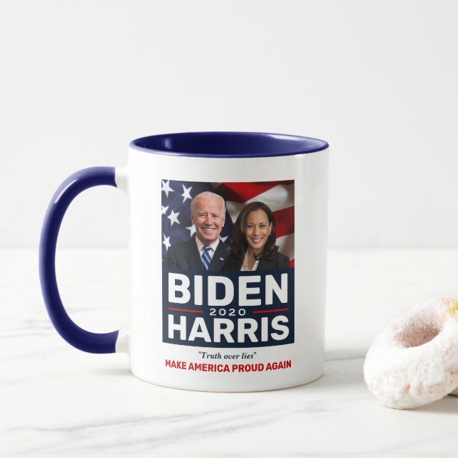Mug Biden Harris 2020 La vérité sur les mensonges Phot (Avec donut)