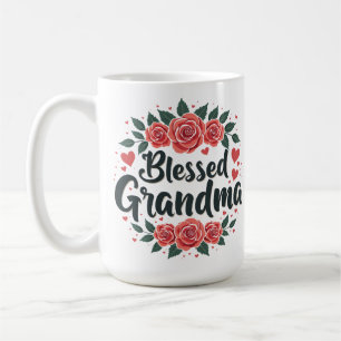 Mug Bienheureuse Grand-mère Florale Vintage Rose Typog