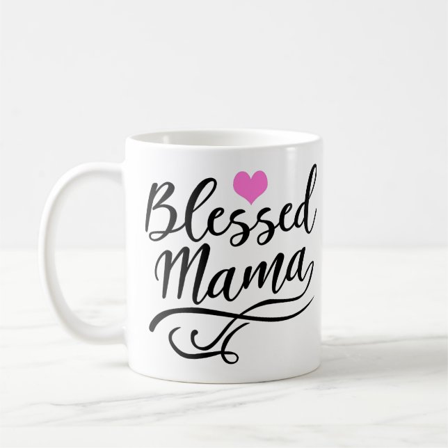 Mug Bienheureuse maman, texte blanc (Gauche)