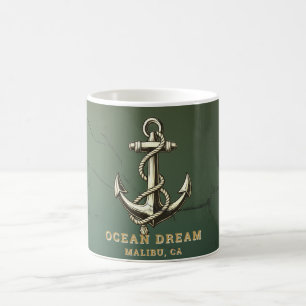 Mug Bienvenue à bord, nom du bateau Ancre