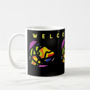 MUG BIENVENUE À LA MAISON MOTIFS D'ART EN NOIR