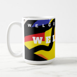 MUG BIENVENUE À LA MAISON MOTIFS D'ART EN NOIR