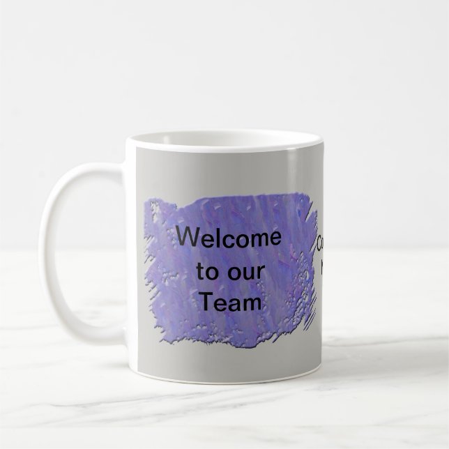 Mug Bienvenue dans notre équipe Abstrait Purple Grey (Gauche)