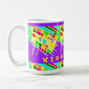 Mug Bienvenue maison brite splash art et message