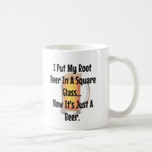 Mug Bière Racine dans un verre Carré...Maintenant c'es