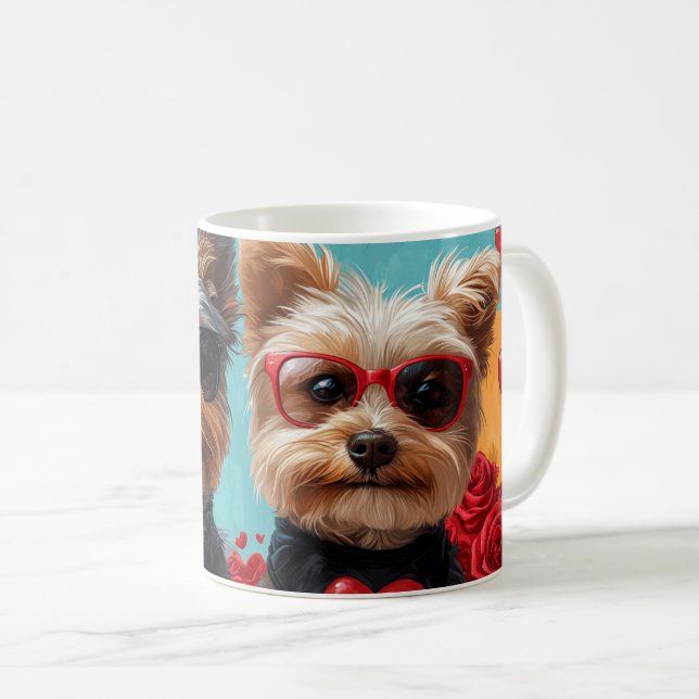 Mug Biewer Terrier Avec Coeur Roses Saint-Valentin (Devant droit)