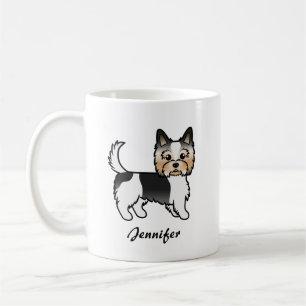Mug Biewer Terrier Cute Cartoon Chien et nom