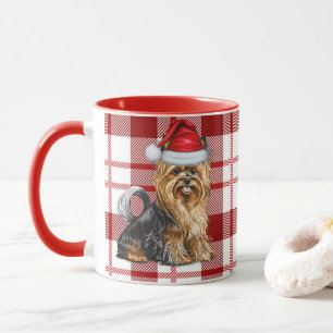 Mug Biewer Terrier Dog et un Red Holiday Plaid