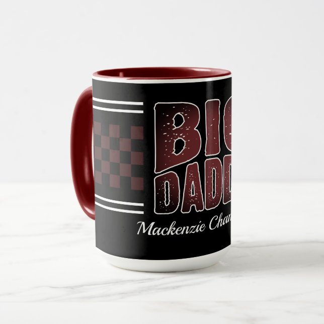 Mug Big Daddy avec des Checkers Brown et le nom sur Bl (Devant gauche)