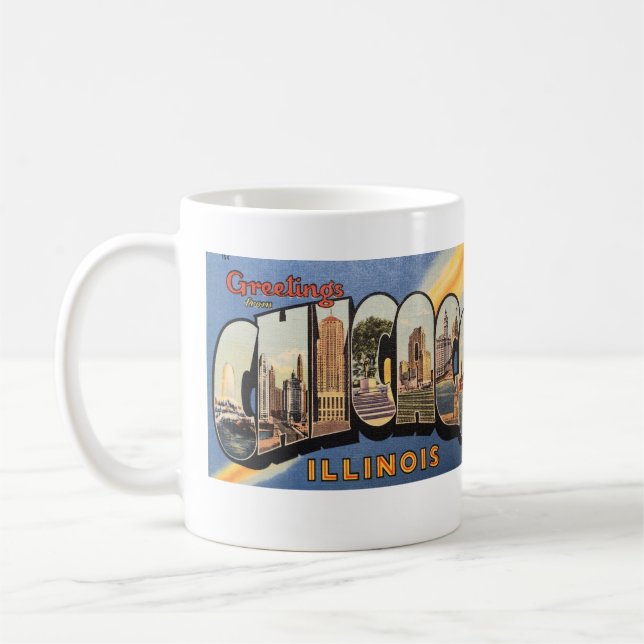 Mug Big Letters Vintage Chicago Postcard (Gauche)