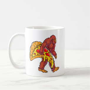 Mug Bigfoot drôle marcher avec grande tranche de pizza