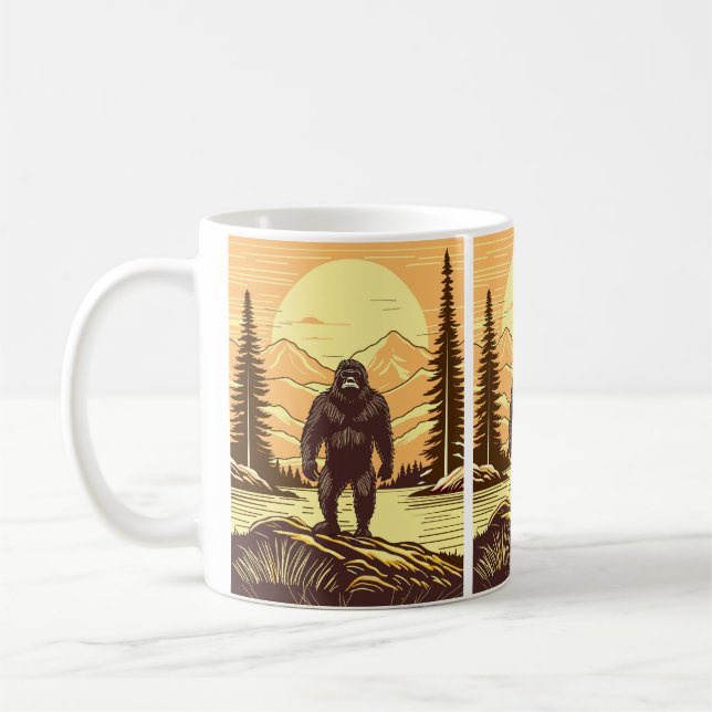 Mug Bigfoot Sasquatch Art Rétro (Gauche)