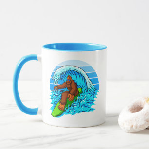 Mug Bigfoot Surf Riding The Waves Fun Sasquatch