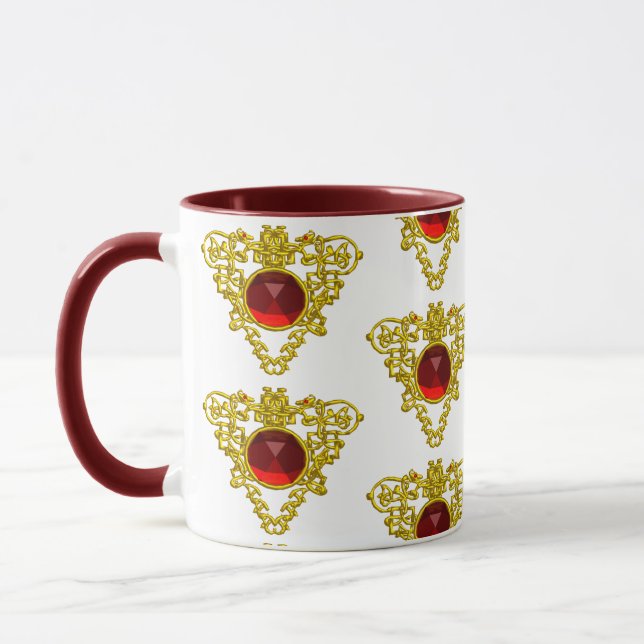MUG BIJOUX DE COEUR CELTIQUE D'OR AVEC GAMMES DE RUBY  (Gauche)