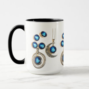 Mug Bijoux de Noël Arbre bleu noir brillant Lune