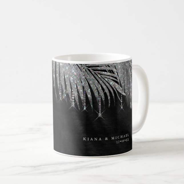 Mug Bijoux Mariage feuille feuille argent ID830 (Devant droit)