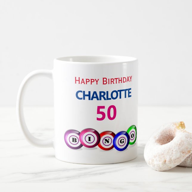 Mug Bingo Anniversaire 50ème Milestone Bingo Balls (Avec donut)