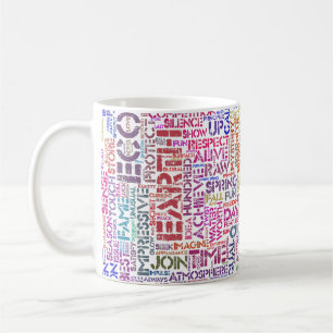 Mug Bio Nuage de Mots Texte Motif Biodiversité