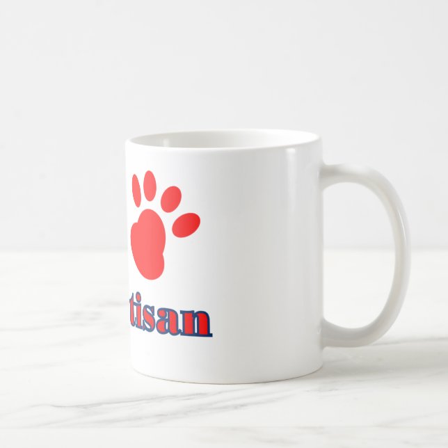 Mug Bipawtisan Drôle Chien pattes dans le bleu rouge p (Droite)
