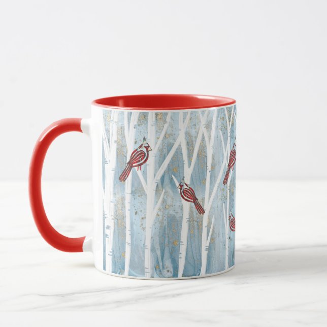 Mug Birch Trees et Cardinal Rouge (Gauche)