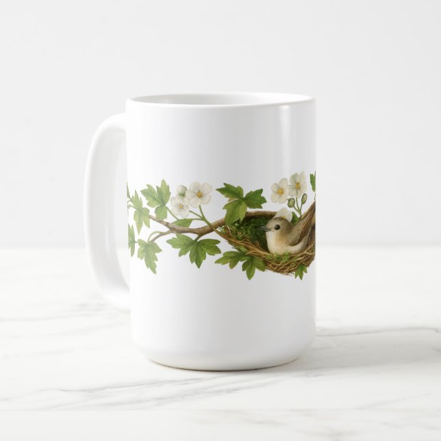 Mug Bird In Bird Nest On Flowering Branches (Devant gauche)