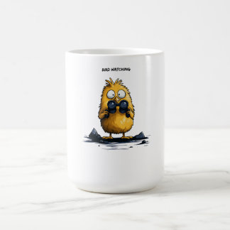 Mug Bird Watching Funny Cartoon Character Ironic Humor