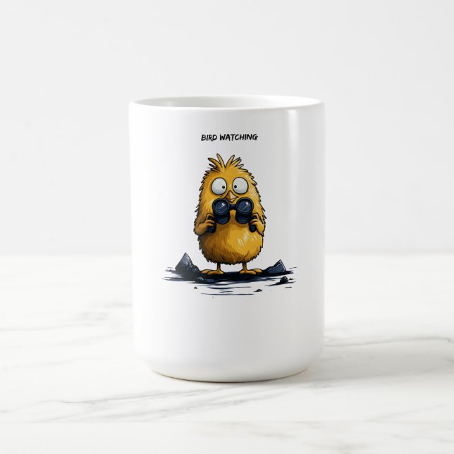 Mug Bird Watching Funny Cartoon Character Ironic Humor (Centre)