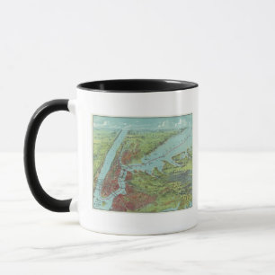 Mug Birds Eye View Map De New York Et De Sa Proximité
